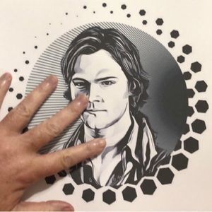 SUPERNATURAL SAM WINCHESTER B&W ART PRINT